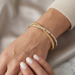 14K Yellow Gold Diamond Cross Over Stackable Bangle