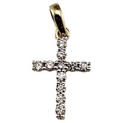 14K Yellow Gold Diamond Cross Pendant #23030