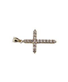 14K Yellow Gold Diamond Cross Pendant #23622