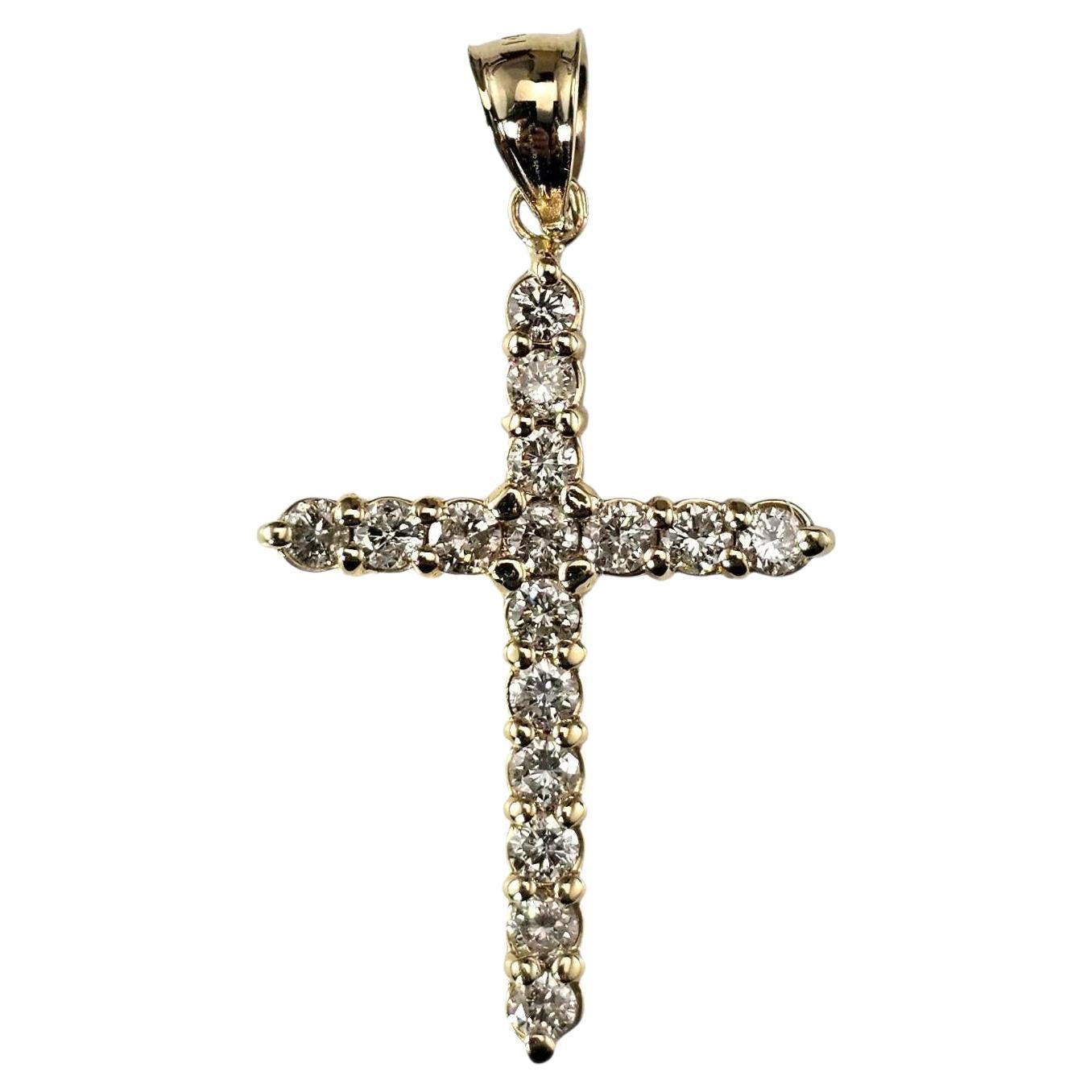 Pendentif croix en or jaune 14K avec diamant #23622