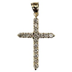 Pendentif croix en or jaune 14K avec diamant #23622