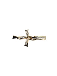 14K Yellow and White Gold Diamond Cross Pendant #23645
