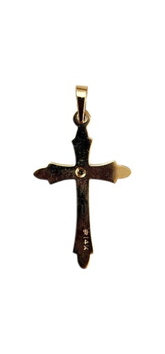 14K Yellow Gold Diamond Cross Pendant #24369