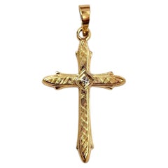 14K Yellow Gold Diamond Cross Pendant #24369