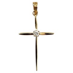 14K Yellow Gold Diamond Cross Pendant #24371
