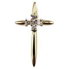 14K Yellow Gold Diamond Cross Pendant #24401
