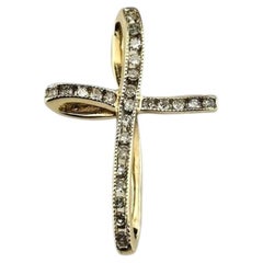14K Yellow Gold Diamond Cross Pendant #25140