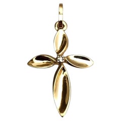 14K Yellow Gold Diamond Cross Pendant #25268