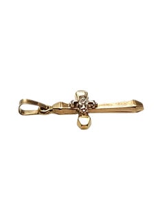 14K Yellow Gold Diamond Cross Pendant #25674