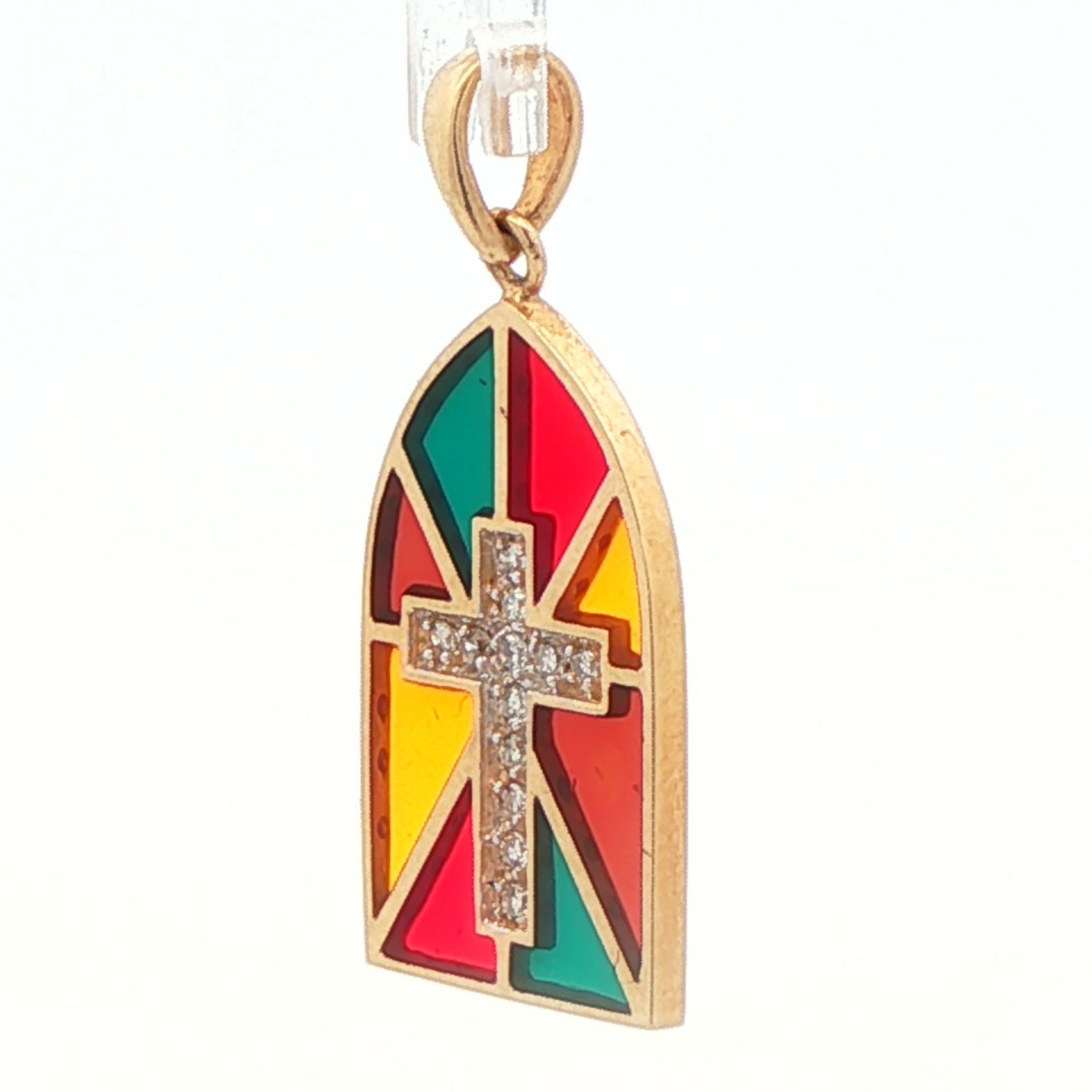 14k Gelbgold & Diamant Kreuz-Anhänger im Zustand „Gut“ im Angebot in Lexington, KY