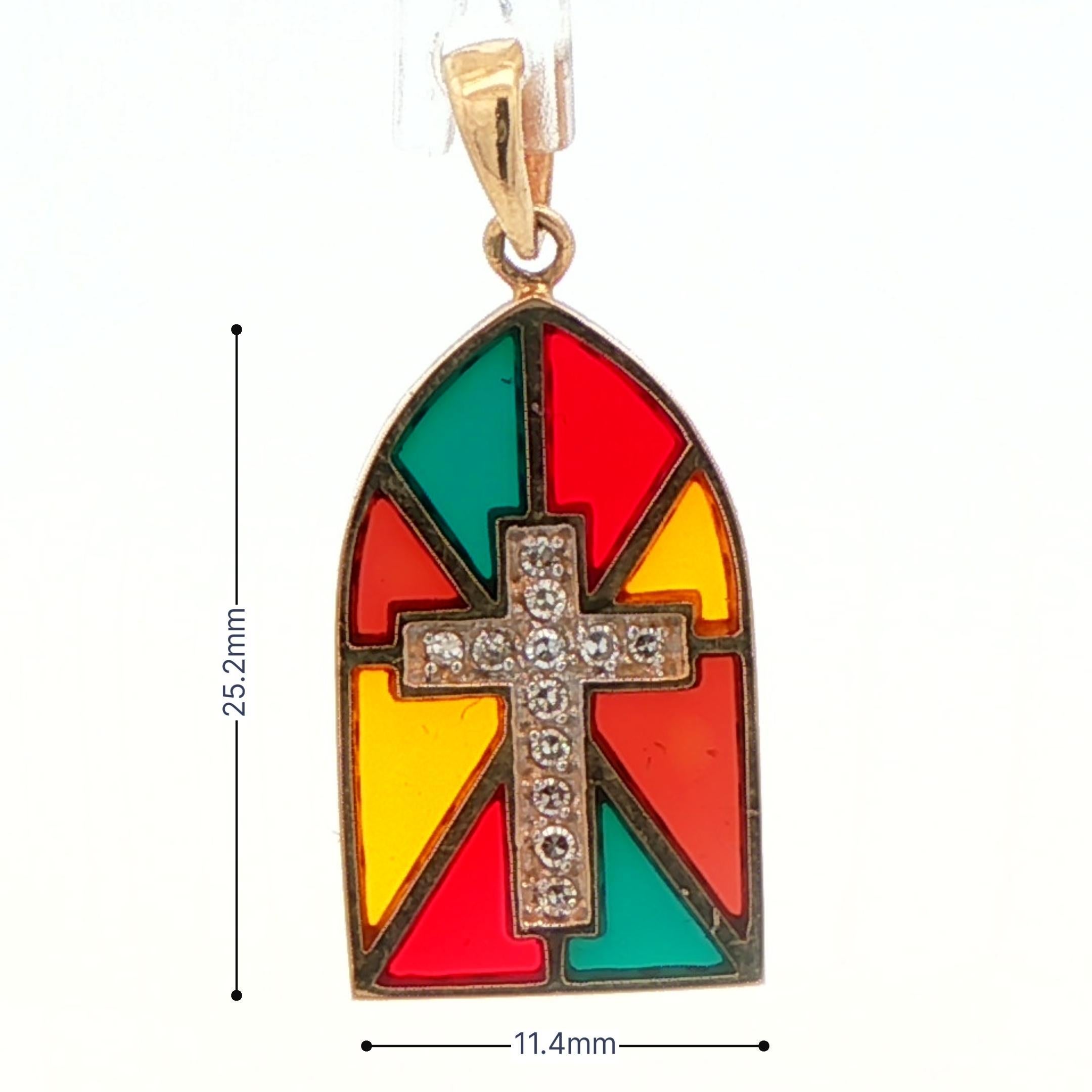 14k Gelbgold & Diamant Kreuz-Anhänger im Angebot 1