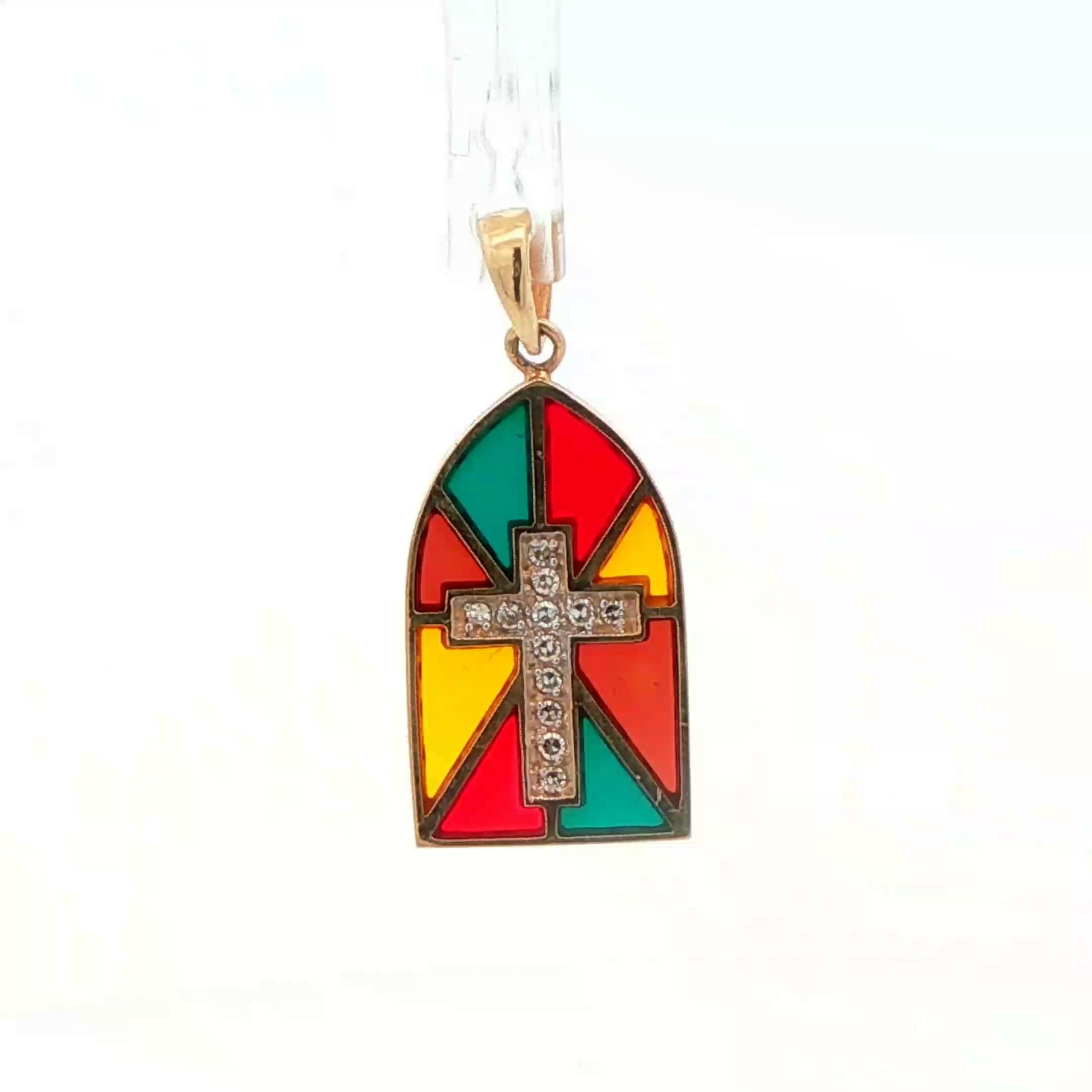 14k Gelbgold & Diamant Kreuz-Anhänger im Angebot 2