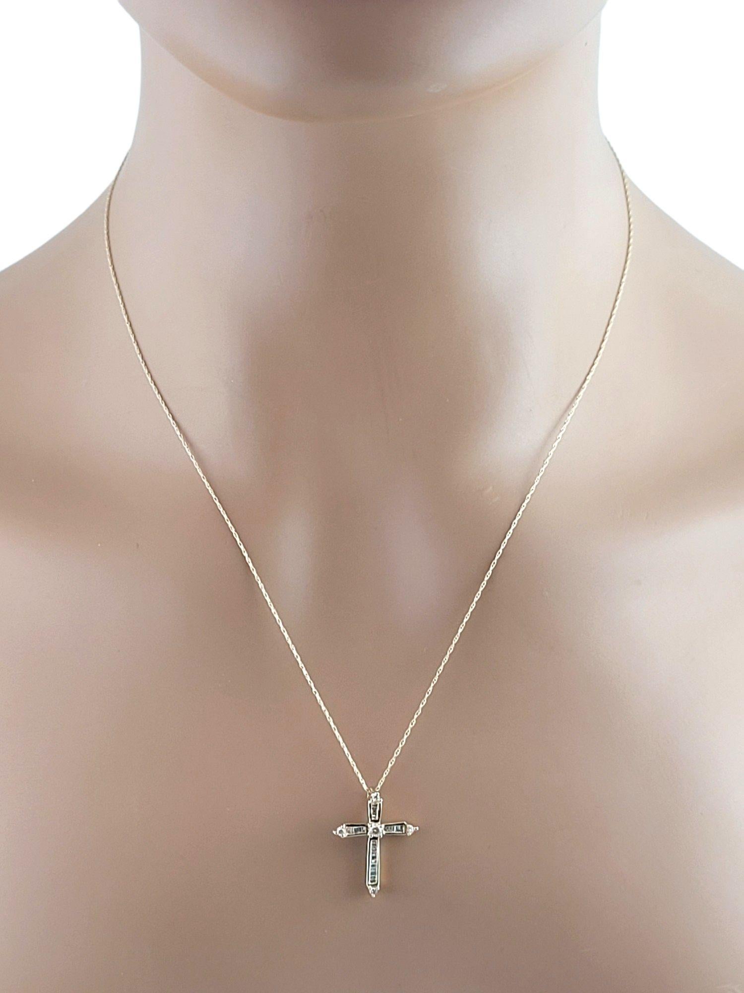 14K Yellow Gold Diamond Cross Pendant Necklace #14819 For Sale 6