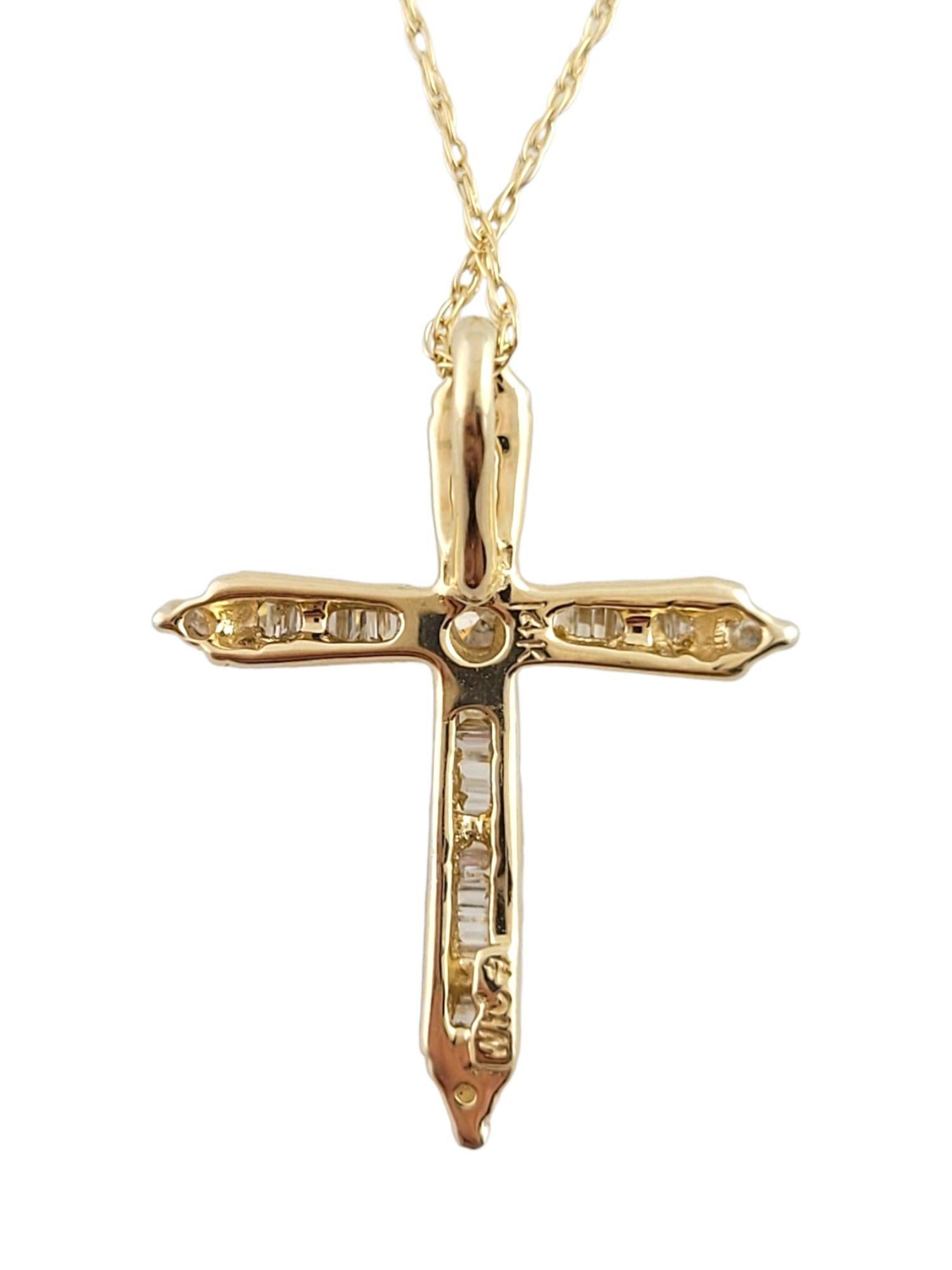 14K Yellow Gold Diamond Cross Pendant Necklace #14819 In Good Condition For Sale In Washington Depot, CT