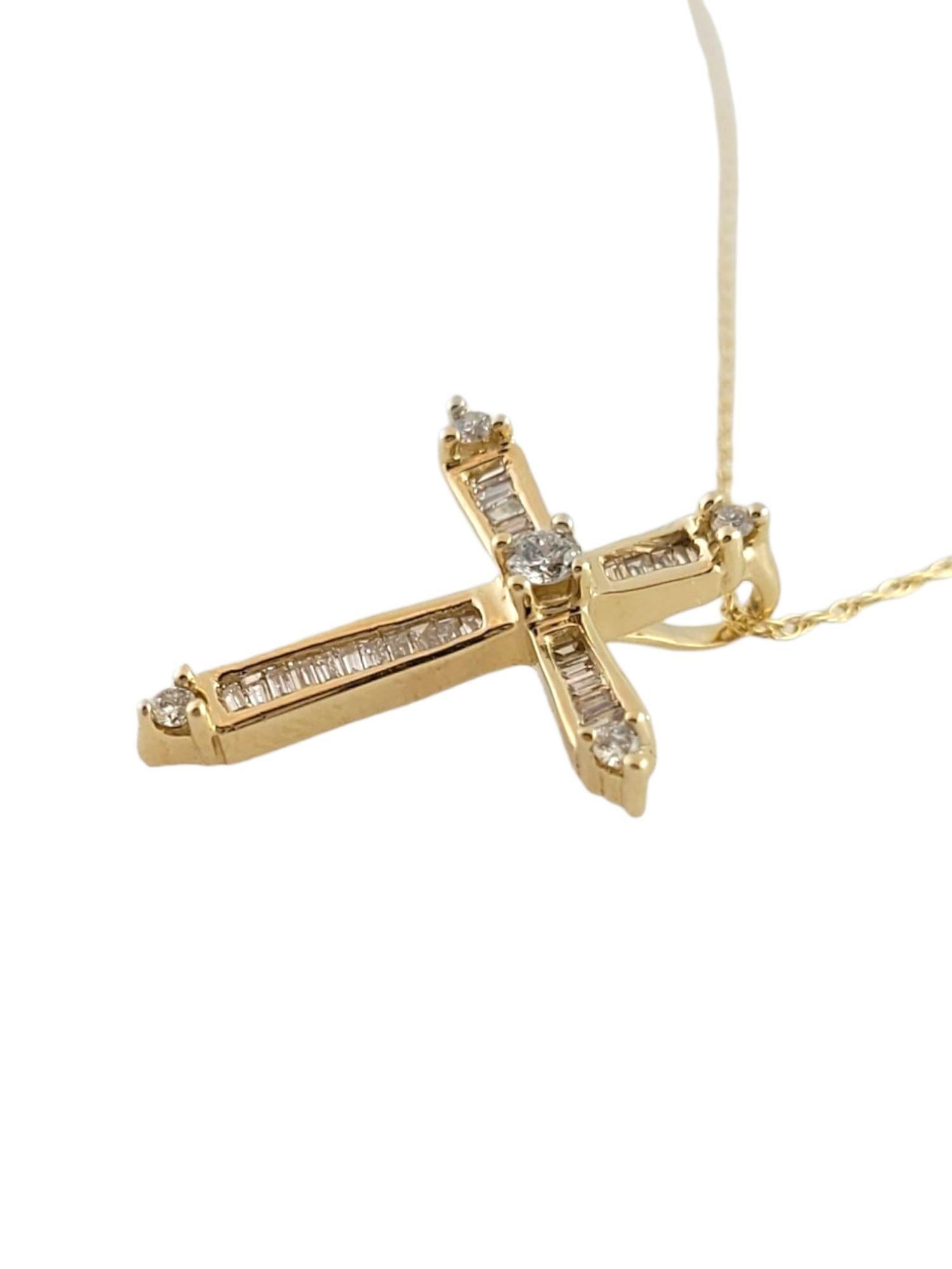 14K Yellow Gold Diamond Cross Pendant Necklace #14819 For Sale 2
