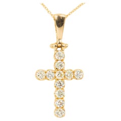 Colgante Cruz Diamante Oro Amarillo 14k