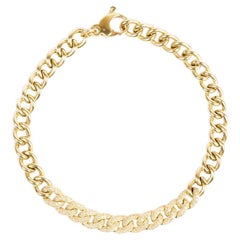 14k Yellow Gold Diamond Cuban Link Bracelet