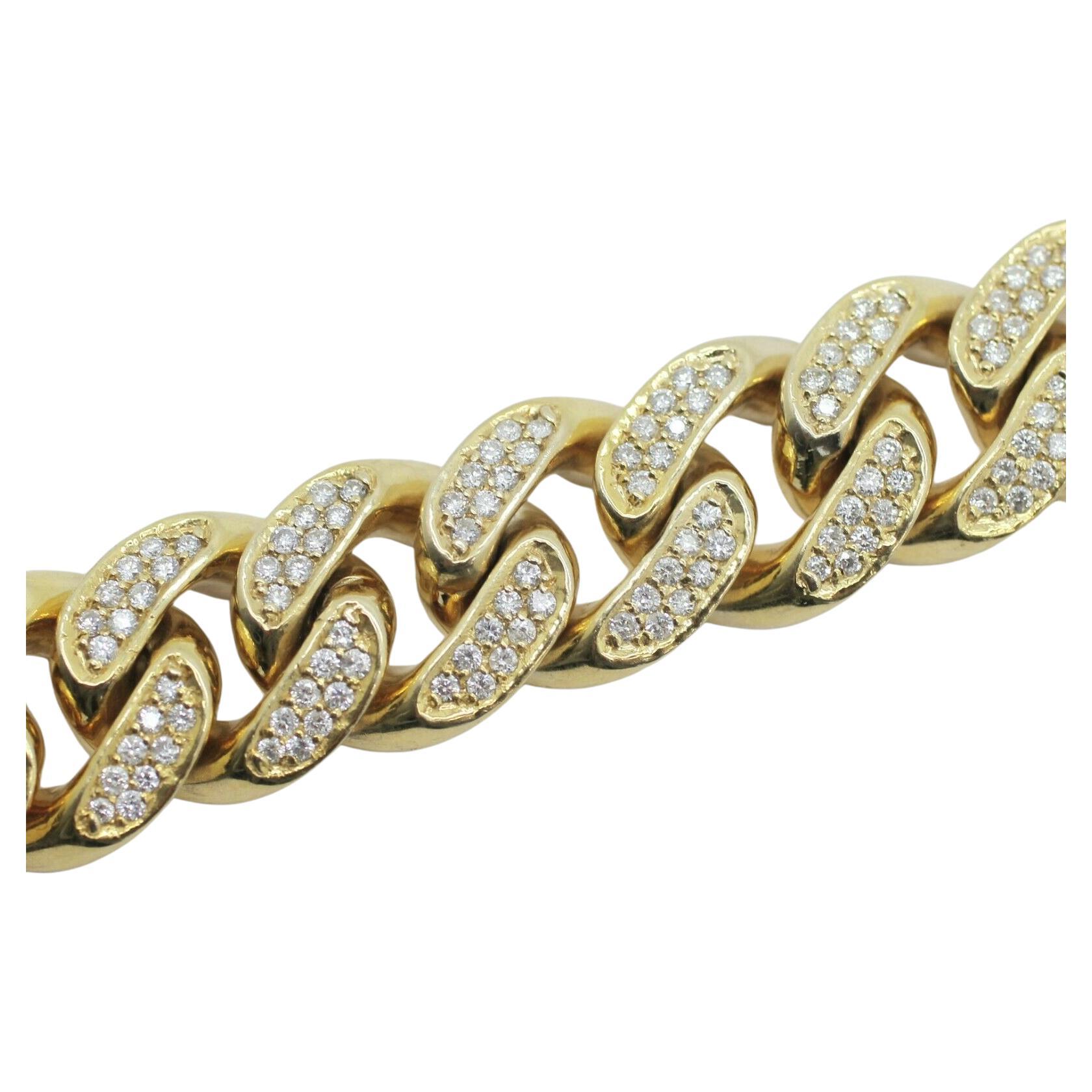 Diamond Cuban Link Bracelet 7.60 Carat 14 Karat White Gold For Sale at
