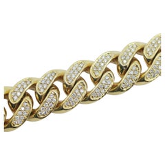 Bracelet à maillons « Cuban » en or jaune 14 carats avec diamants de 5,22 carats
