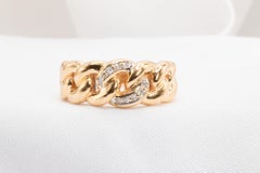 14k Yellow Gold Diamond Cuban Link Ring