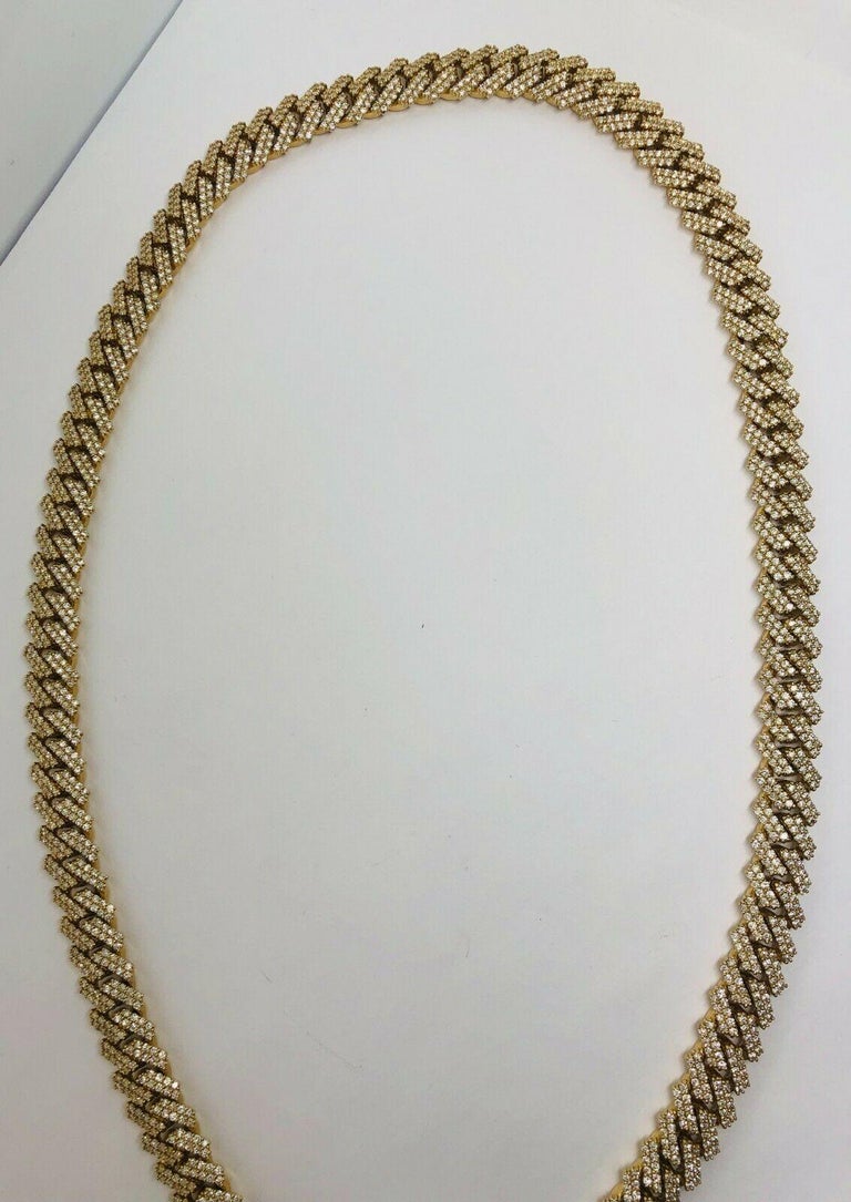 Art Deco 14k Yellow Gold Diamond Curb Link 20ct Necklace For Sale