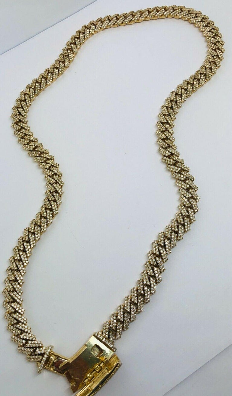 14k Yellow Gold Diamond Curb Link 20ct Necklace In New Condition For Sale In New York, NY