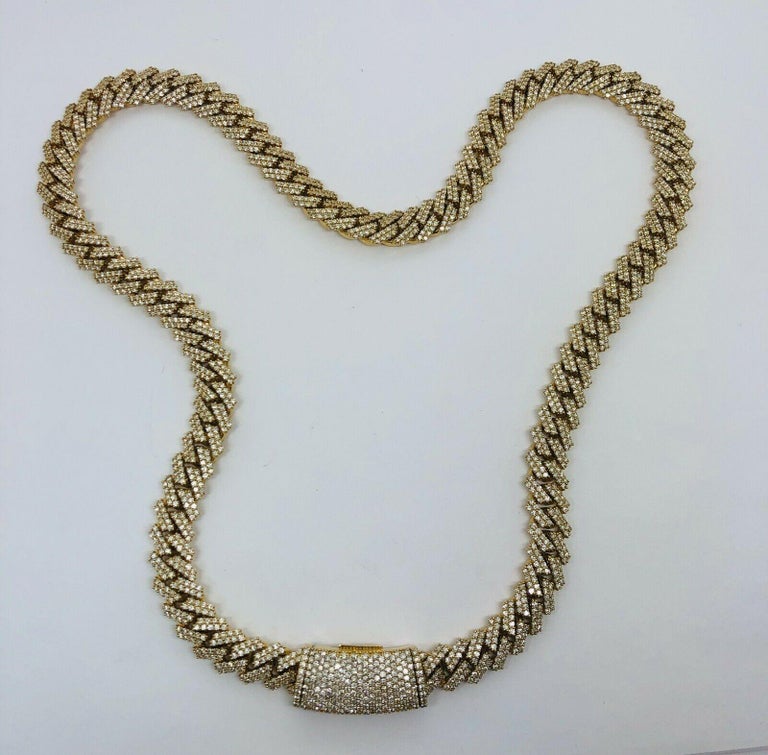 14k Yellow Gold Diamond Curb Link 20ct Necklace For Sale 1