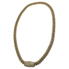 14k Yellow Gold Diamond Curb Link 20ct Necklace
