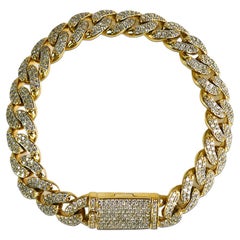 14K Yellow Gold Diamond Curb Link Bracelet 5.30ct