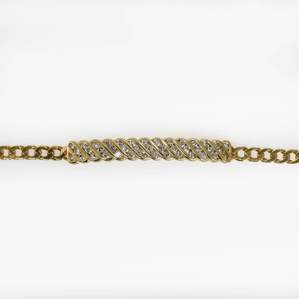 Bracelet à maillons courbes en or jaune 14 carats et diamants 1,15 carat Unisexe en vente