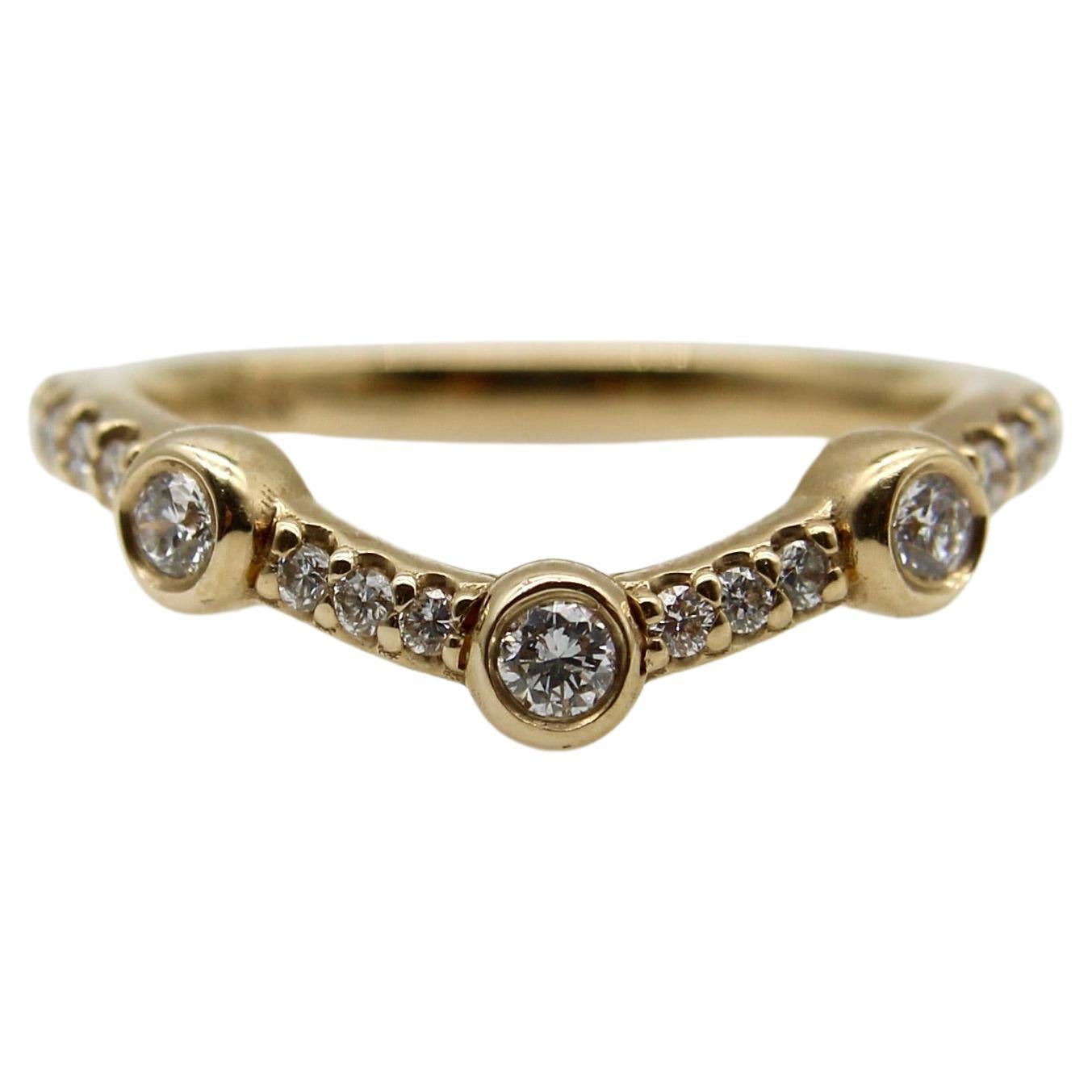 14K Yellow Gold Diamond Curved Band 