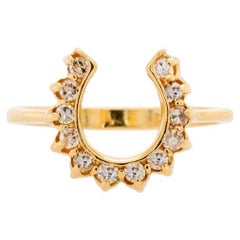 14K Yellow Gold Diamond Custom Designed Horseshoe Shaped Band