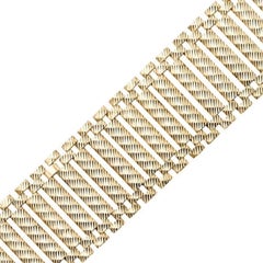 14 Karat Yellow Gold Diamond Cut Bar Link Panther Bracelet