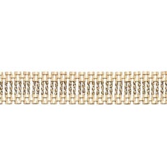 14 Karat Yellow Gold Diamond Cut Bar Link Panther Bracelet