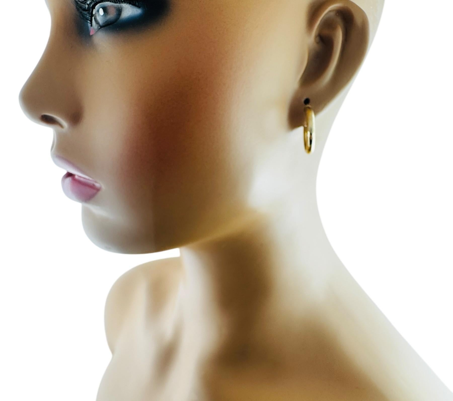 14K Yellow Gold Diamond Cut Circular Hoop Earrings #20692 4