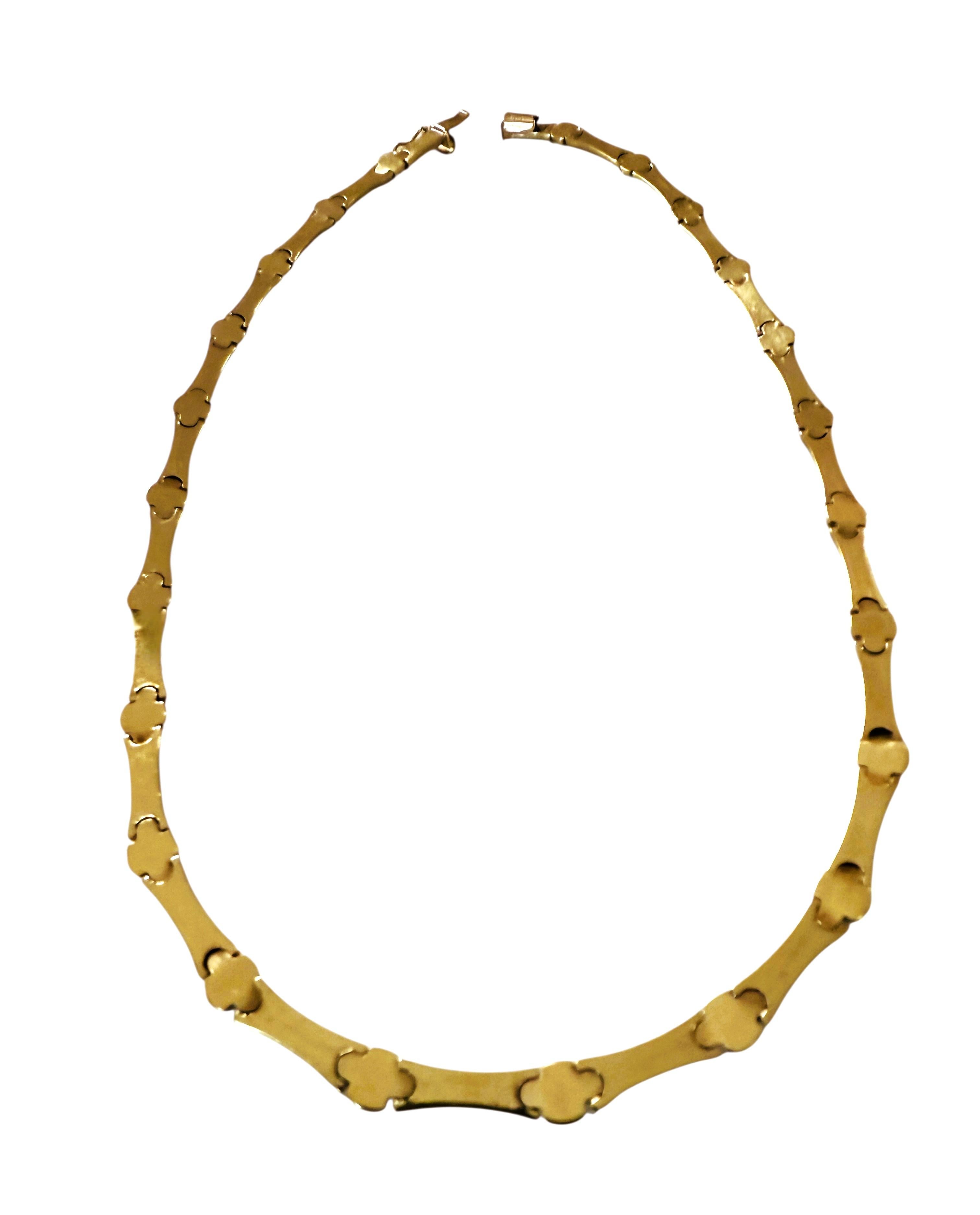 Collier de bambou en or jaune 14k et connecteurs taillés en diamant 17