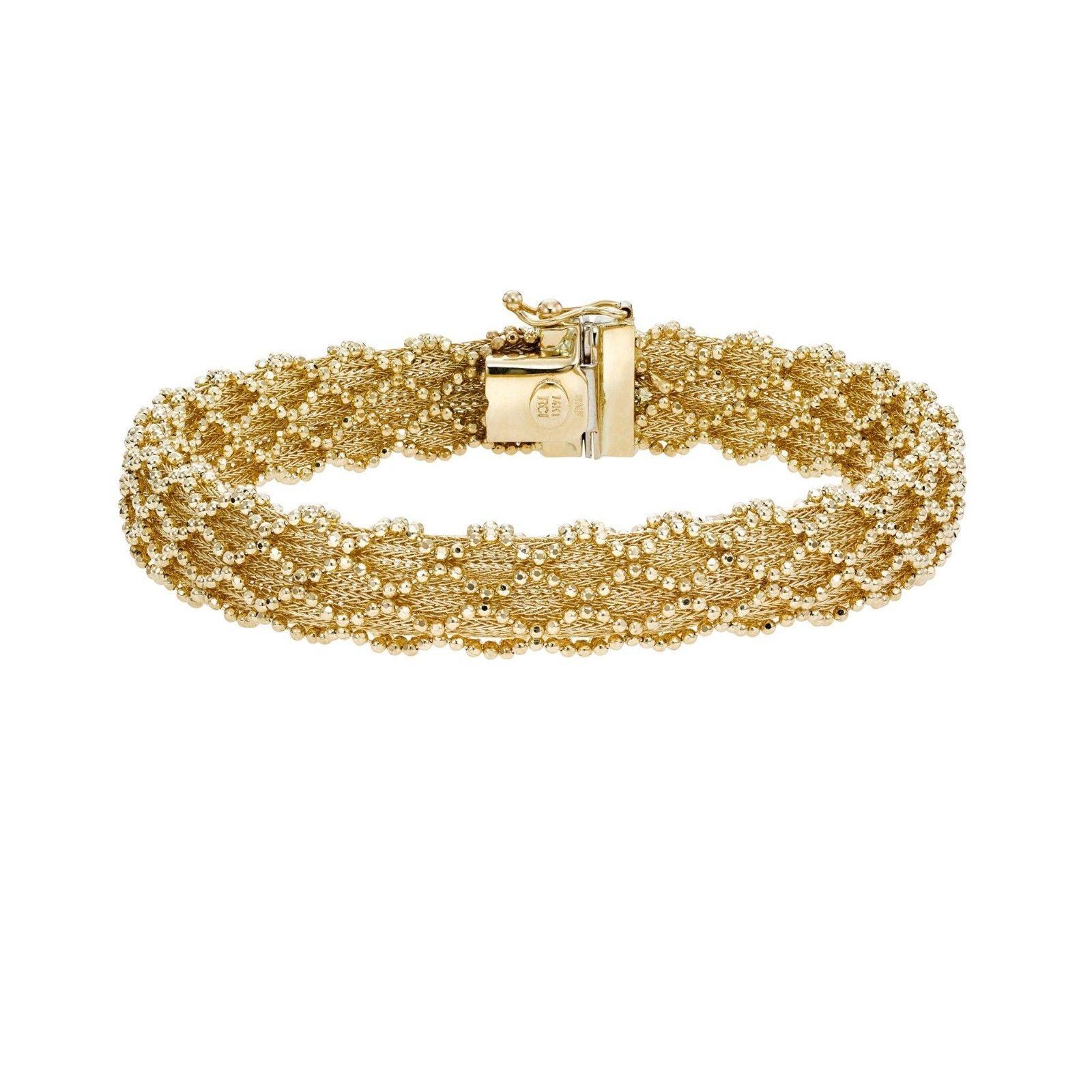 14 Karat Yellow Gold Diamond Cut Crochet Bracelet In New Condition For Sale In New York, NY