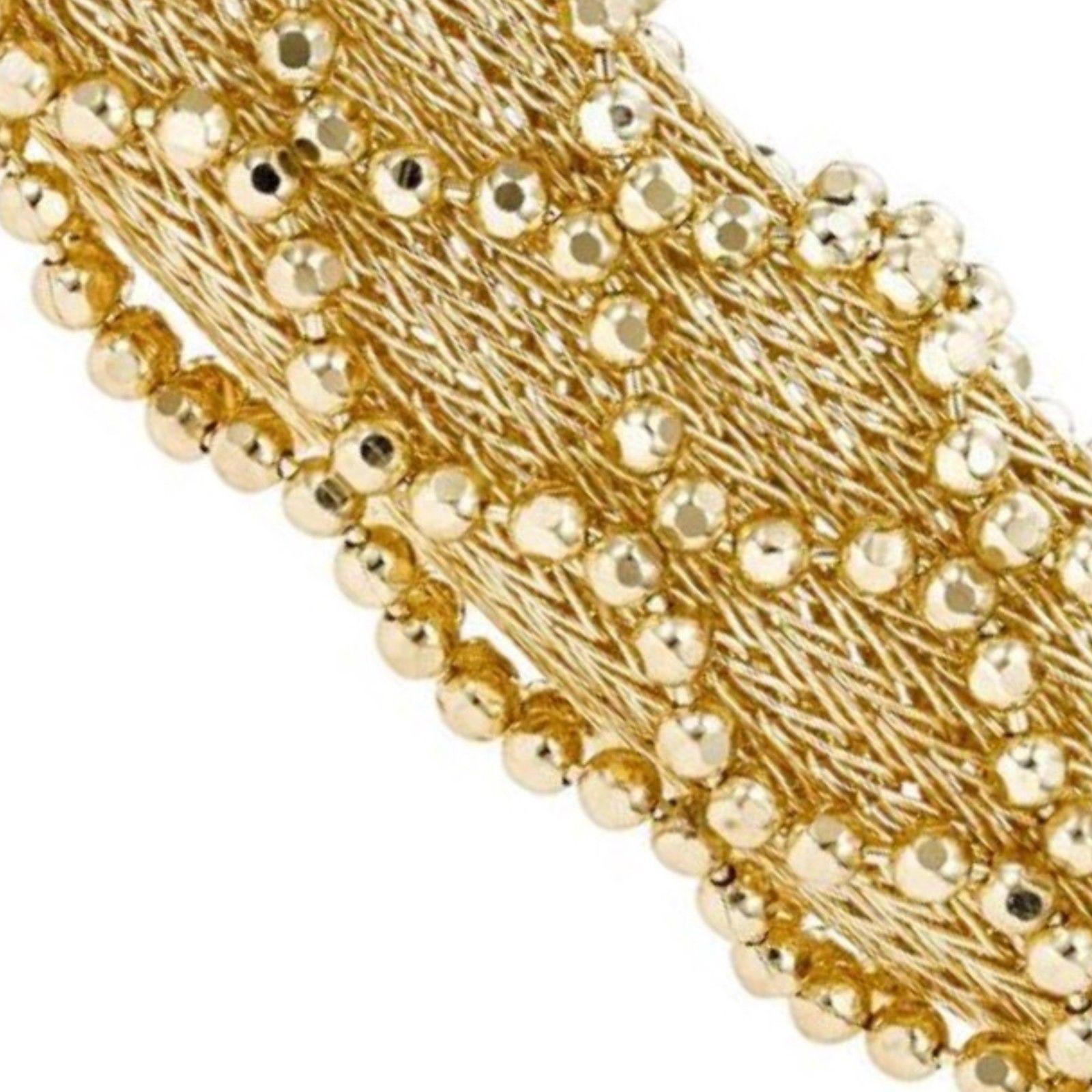 Women's or Men's 14 Karat Yellow Gold Diamond Cut Crochet Bracelet For Sale