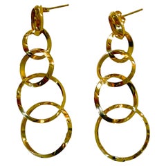 14K Gelbgold Diamond Cut Dangle Post Ohrringe 2 Zoll