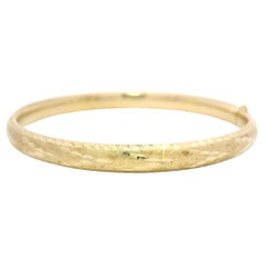 14k Yellow Gold Diamond Cut Detailed Open Hinged Baby Child Kid Bangle