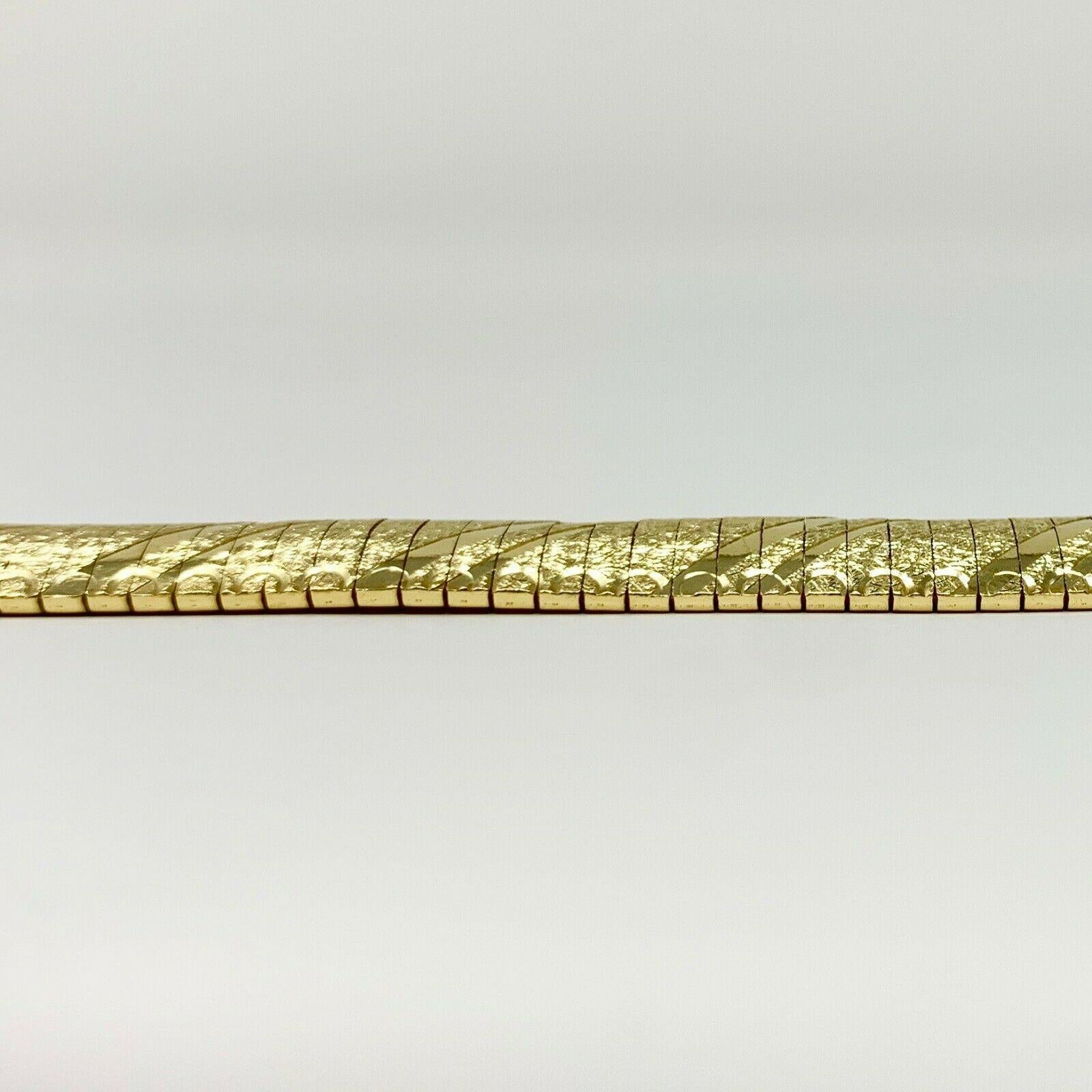 14 Karat Yellow Gold Diamond Cut Etched Omega Link Bracelet 1