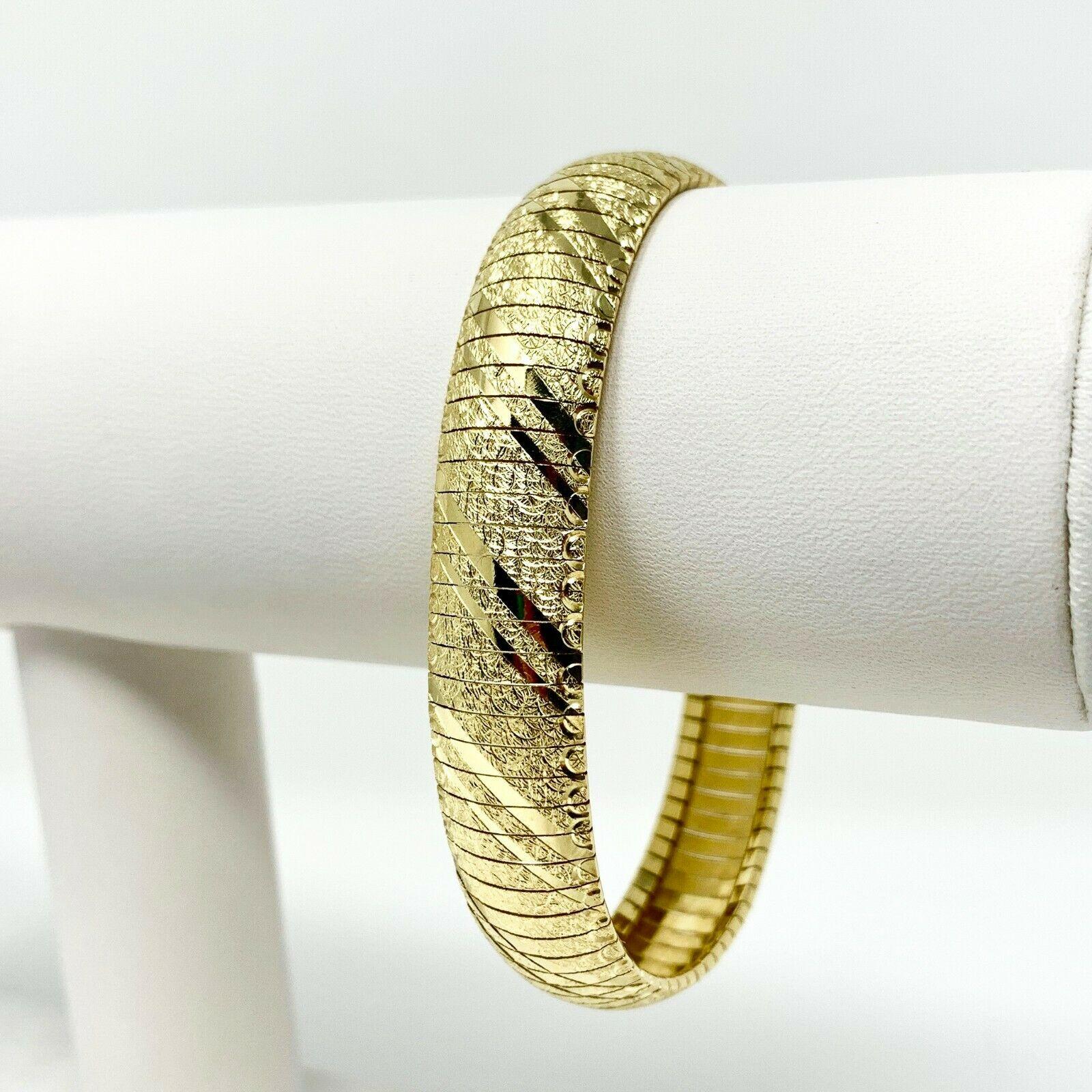 14k Yellow Gold 21g Diamond Cut 12mm Omega Link Bracelet Italy 7.25