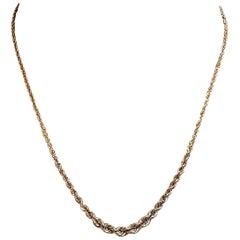 14-Karat-Gelbgold-Halskette mit Diamantschliff und abgestuften Gliedern, 17,5 Zoll – gestempelt