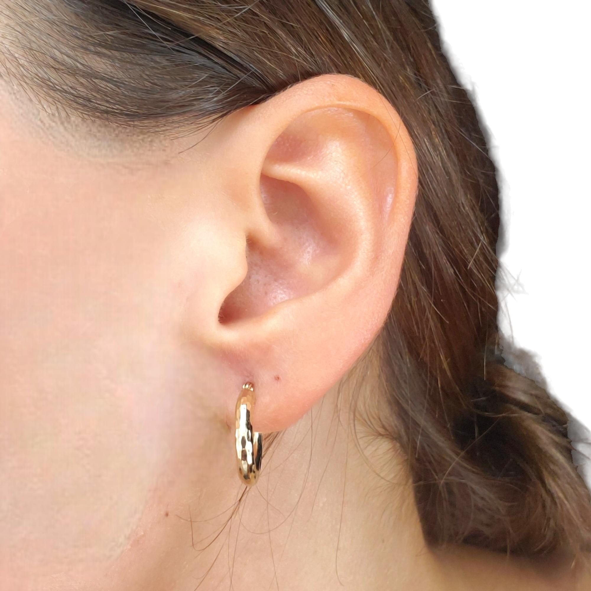 Créoles en or jaune 14 carats avec diamants taille #17952 en vente 2