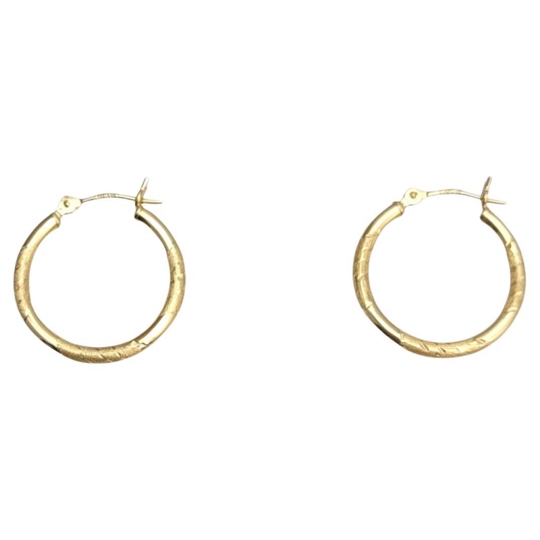 14K Yellow Gold Diamond Cut Hoop Earrings #21648