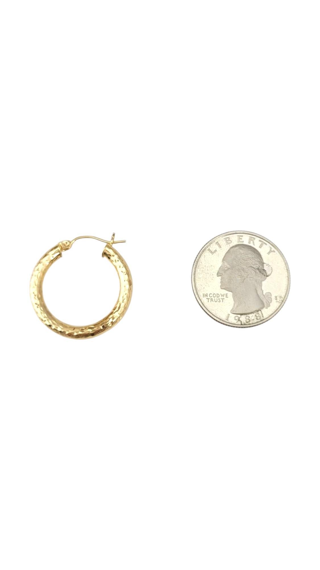 14K Yellow Gold Diamond Cut Hoop Earrings #21723 For Sale 1