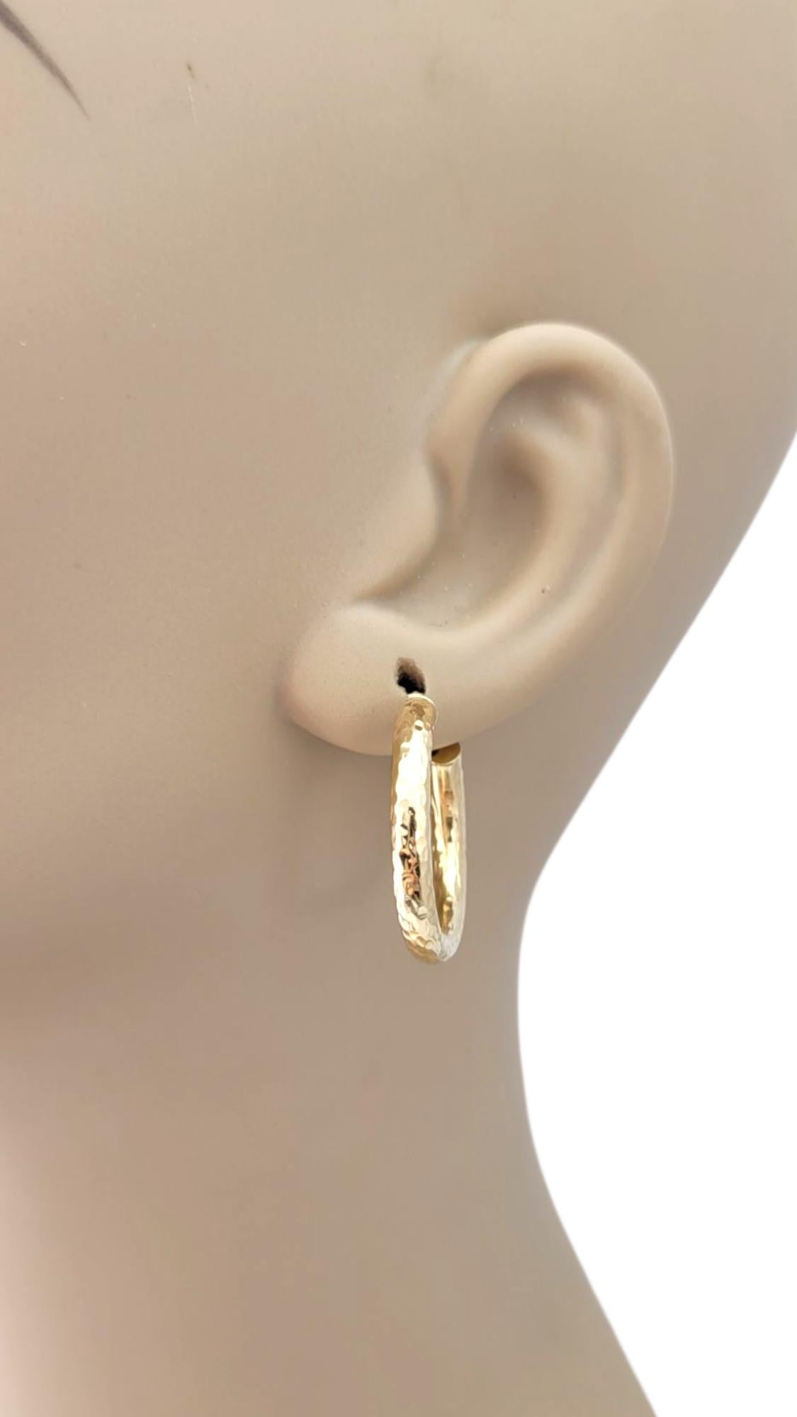 14K Yellow Gold Diamond Cut Hoop Earrings #21723 For Sale 2