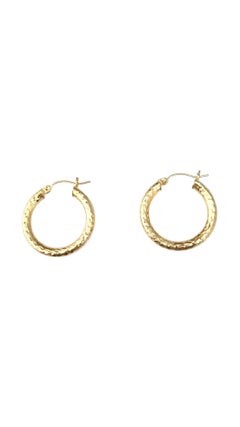 14K Yellow Gold Diamond Cut Hoop Earrings #21723