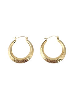 14K Yellow Gold Diamond Cut Hoop Earrings #21728