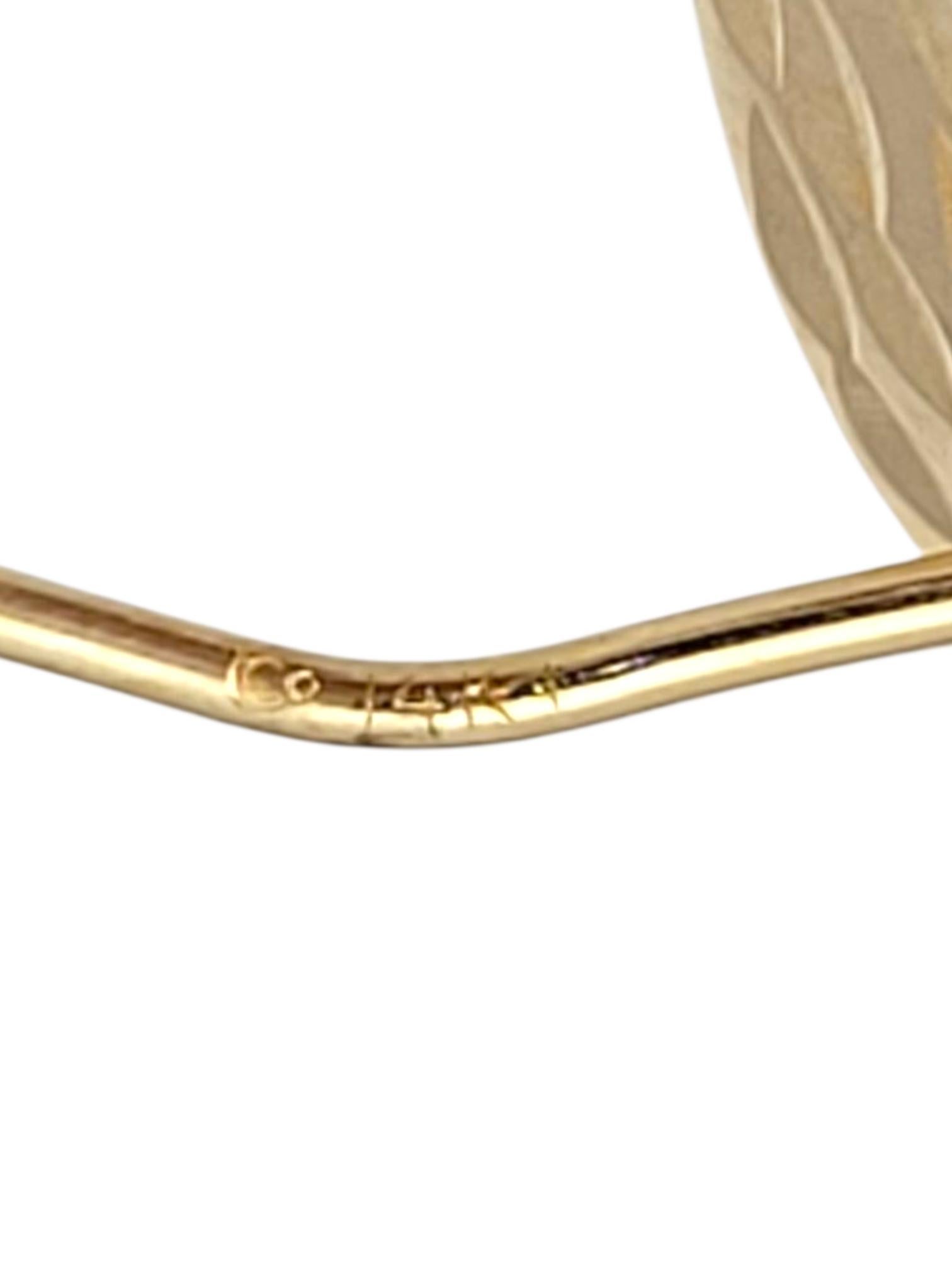 Women's 14K Yellow Gold Diamond Cut Hoop Earrings #21728 For Sale